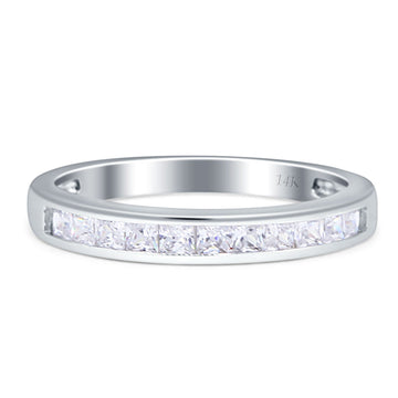 Half Eternity Princess Cut Stackable Wedding Band